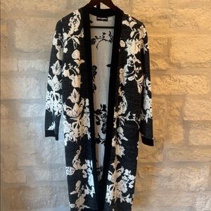 Karl Lagerfeld Black and White Floral Cardigan.